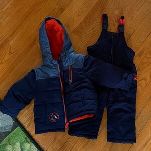 Carter's Navy and Orange Snowsuit Set